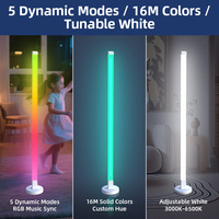 Luz Ambiental Inteligente RGB Blanca Moderna para Piso, Configuración para Juegos, Control Remoto por Aplicación, LED Modular Regulable, ABS, USB, Decoración para Deportes Electrónicos, 16M