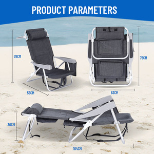 Sillas de Playa Plegables Portátiles de Aluminio Ligero con 5 Posiciones Ajustables y Bolsa Refrigerante - Product Image 5