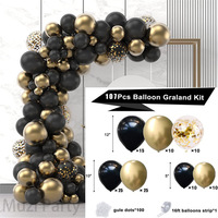 Ensemble de ballons noir et or décoration d'anniversaire ballon fête d'anniversaire décoration de mariage ensemble de ballons de couleur métallique