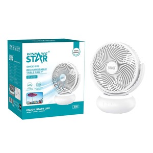 Ventilateur de table rechargeable Winning Star 7 pouces USB portable oscillant blanc - Product Image 1