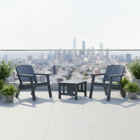 Ensemble de mobilier de jardin en plastique PP pour extérieur, 3 pièces, comprenant un fauteuil une place et une table basse, en plastique injecté