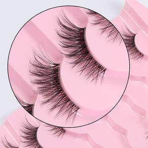 Cils artificiels réutilisables naturels, fabriqués à la machine, bande transparente douce et invisible, aspect naturel, cils en bande complète pour le maquillage quotidien des yeux - Product Image 4