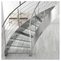Escalier Circulaire Courbé Intérieur Durable Style Moderne avec Marches Antidérapantes en Bois pour Villa, Hôtel, Projet Commercial et Immobilier