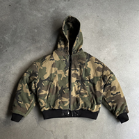 Veste Bomber Vintage en Nylon Imperméable Réversible à Imprimé Complet avec Fermeture Éclair, Veste de Pilote d'Hiver Camouflage Personnalisée pour Hommes