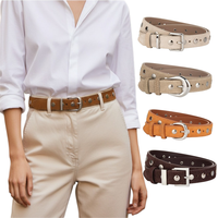 Ceinture en cuir cloutée LB125 avec boucles et rivets, style rock et punk, pour jeans, avec œillets noirs, pour femmes tendance
