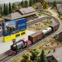Set de Tren a Escala 1/87, Locomotora de Vapor Flat Boy, Tren Eléctrico con Vagón de Carga, Escala HO, Trenes de Juguete