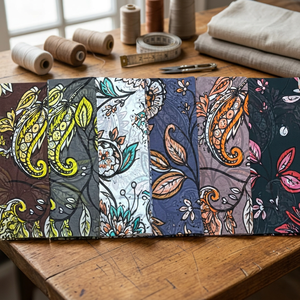 ผ้าฝ้ายพิมพ์ลายดิจิทัลลายดอกไม้เพสลีย์สำหรับชุดเดรสและคุรติส - Product Image 3
