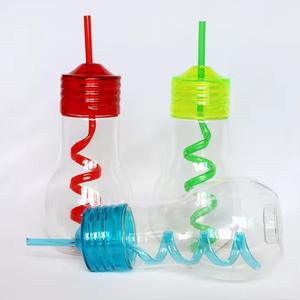 Vaso de Plástico con Forma de Bombilla, Divertido y Colorido, de 600 ml, Transparente, para Bebidas, Café, Jugos, Smoothies, Portátil para Viajes - Product Image 2