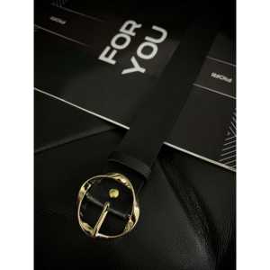 Ceinture pour femme Fiori, boucle ronde torsadée dorée, style décontracté, boucle à ardillon en alliage, cuir PU - Product Image 2