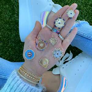 قلادة أكوامارين على شكل بحري ، زركونيا مكعبة بيضاء وأسود ، قلادة نسائية من الفضة - Product Image 3