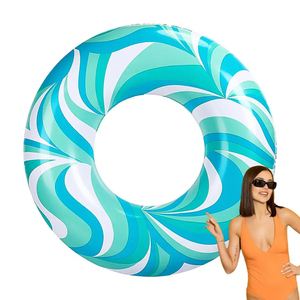 Anillo de natación grande, tubos de piscina, anillo con estampado de ondulación de agua, flotador de piscina, verde, azul, blanco, tubo flotante, anillo de natación para piscina de verano y playa - Product Image 3