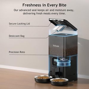 Vente en gros de distributeur automatique de nourriture pour animaux de compagnie en plastique de 6 L avec bol en acier inoxydable SUS304, enregistrement vocal, vente directe d'usine - Product Image 4
