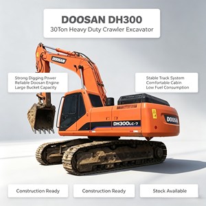Excavatrice sur chenilles d'occasion Doosan DH300LC-7, 30 tonnes, d'origine coréenne, pour travaux miniers et de terrassement, en stock à vendre - Product Image 1