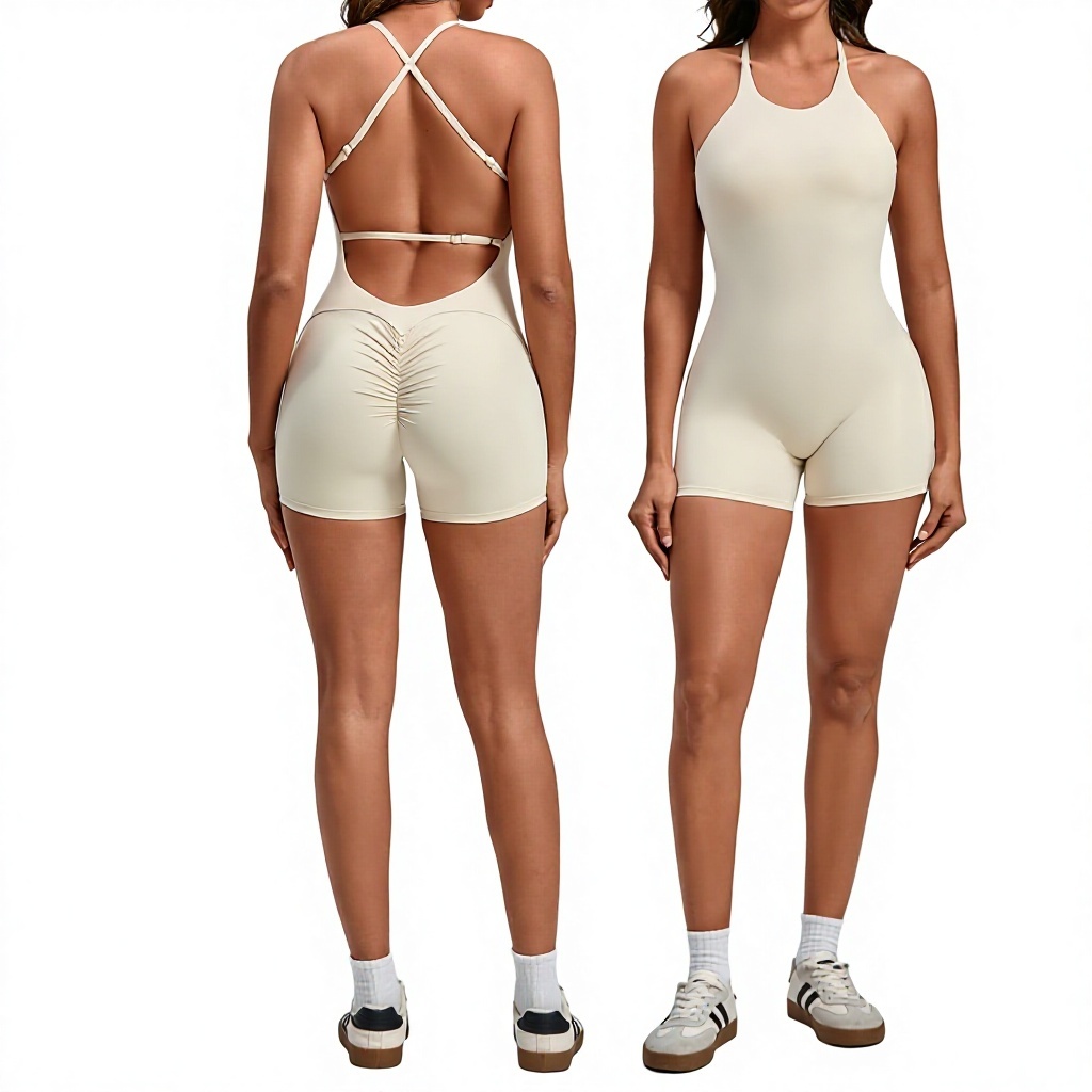 Women's Peach Butt-lifting Yoga Jumpsuit Removable Chest Pads Nylon Spandex Tight-fitting Quick-drying All Season Outdoor