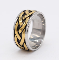 Herren Retro Einfache Mode Edelstahlringe Nordische Runen Lebensbaum Keltischer Knoten Pentagramm-Muster Metall-Fingerringe