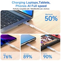 Durable 1M 5A Carga rápida Trenzado Cable de doble USB-C 100W Tipo-C a Tipo-C para iPhone 16/15 Pro Max/Plus iPad y computadoras