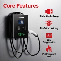 Connecteur modulaire enfichable, chargeur de véhicule électrique 22 kW avec écran 4,3 pouces, RCD de type B, câble TPU, indicateur LED, chargeur de véhicule électrique CE/TUV/UKCA