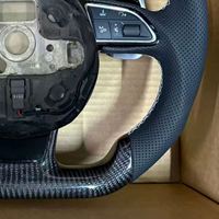 Volant de voiture en fibre de carbone avec palettes de changement de vitesse larges, modèle sport chauffant, pour Audi A3 8V, A6 C7 2012, S3 8V, A6 C6