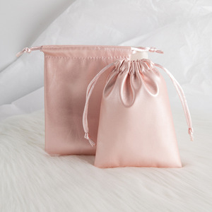 Pu Leather Jewelry Storage Bags <b>Drawstring</b> <b>Pouches</b> Light Pink For Earbuds And Jewelry 8x10cm 15x20cm 10x15cm 13x18cm 9x12cm - Product Image 2