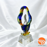 Trophée de golf personnalisé en Liuli fait main, imprimé UV, statue de golfeur gravée, base en cristal, récompense pour tournoi de golf d'entreprise
