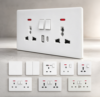 Prise murale universelle britannique avec ports USB-A et Type-C, interrupteur d'éclairage pour chambre à coucher, 13/16A, pour hôtel, maison, décoration