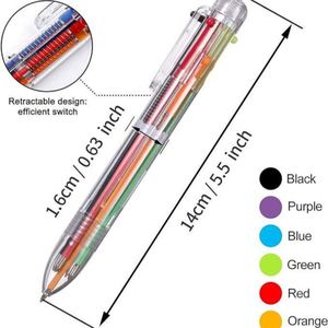 6-in-1 Multicolor Plastic Ballpoint <b>Pen</b> with Transparent Barrel Retractable Logo-Office & School Supplies Student Gifts - Product Image 2