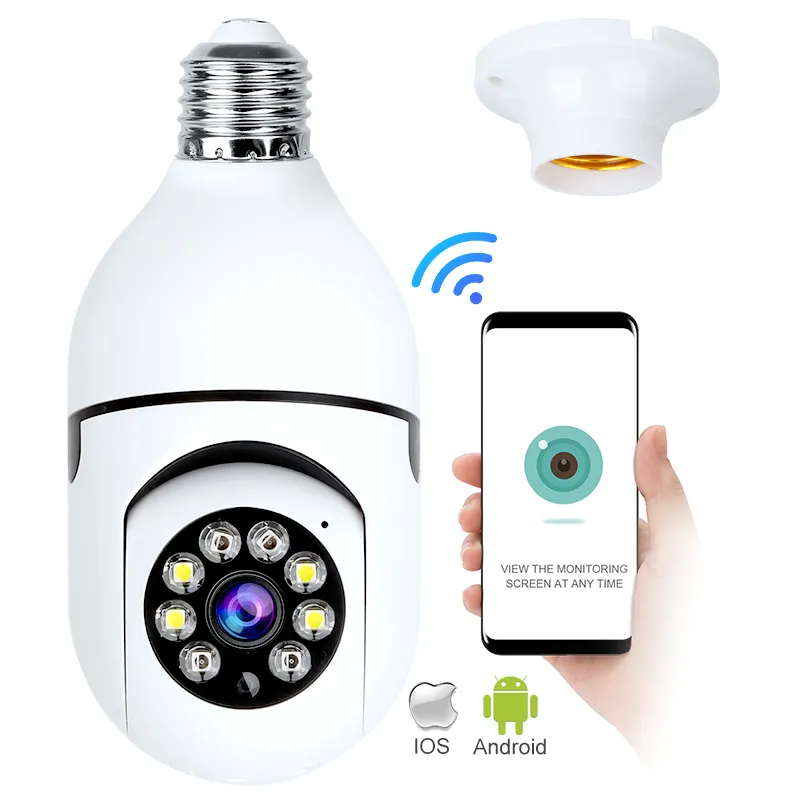 Camera Bóng Đèn Led Vr Ip Wifi Loại Toàn Cảnh 2022 1080P 360 Kèm Thẻ Sim 4G