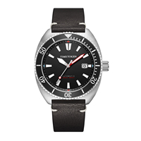 TIME TOKEN Diver 20 BAR Étanche Mode Hommes D'affaires Montre Mécanique Lumineux En Acier Inoxydable Date Bleu et Rouge Montre-Bracelet