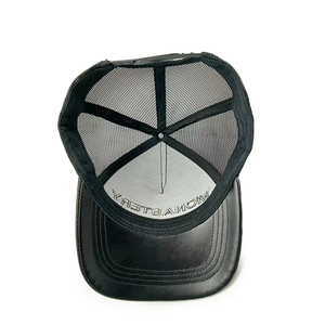 Chất Lượng Cao Gorras Biểu Tượng Tùy Chỉnh Thêu Màu Đen Tài Xế Xe Tải Cap PU Da 5 Bảng Điều Chỉnh Có Cấu Trúc Lưới Cap Trucker Mũ - Product Image 4