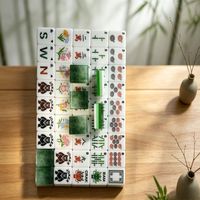 Ensemble de Mahjong de Luxe Américain 160 Tuiles en Acrylique Gravées en Profondeur (Ours, Joker, Dragon, BAM, CRAK, Wind, Flower) pour 4 Joueurs – Jeu à Domicile
