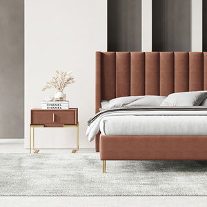 Lits modernes en bois MDF avec cadre en velours, taille king et <span class=keywords><strong>queen</strong></span>, avec matelas à ressorts, table de chevet pour les personnes âgées, prix d'hôtel bon marché - Product Image 2