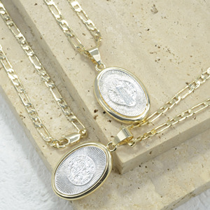 Colgante de doble cara de San Benito, amuleto religioso de moda, chapado en cobre, medalla de oro auténtico de 14K, collar con colgante de moneda. - Product Image 6