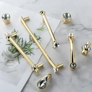 Premium OEM Factories Furniture Door Pull Handle KitchenCabinet Furniture Handle & Knobs Gold Diamond&amp Knob