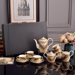 Ensemble de thé et de café en porcelaine fine de style baroque européen, 15 pièces, best-seller - Product Image 3