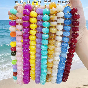 NA1042 Collana Choker Boho Grande e Vistosa con Perline Acriliche Multicolore Arcobaleno per Donne - Product Image 2