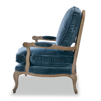 Meistverkaufter Rustikaler Französischer Landhausstil Massivholz Freizeitsessel Natürlicher Rattan-Rücken Leinen Chaiselongue Gepolstert Wohnzimmer