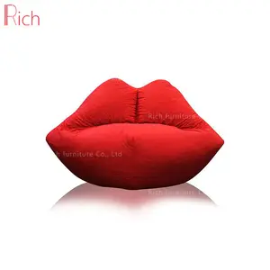 Red lip shape sofa chair ben bag office sofa furniture