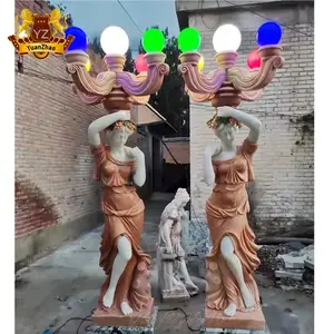 Outdoor Garden Decoration Mixed Natural Stone Goddess Marble Statue Antique Marble Lady Sculpture