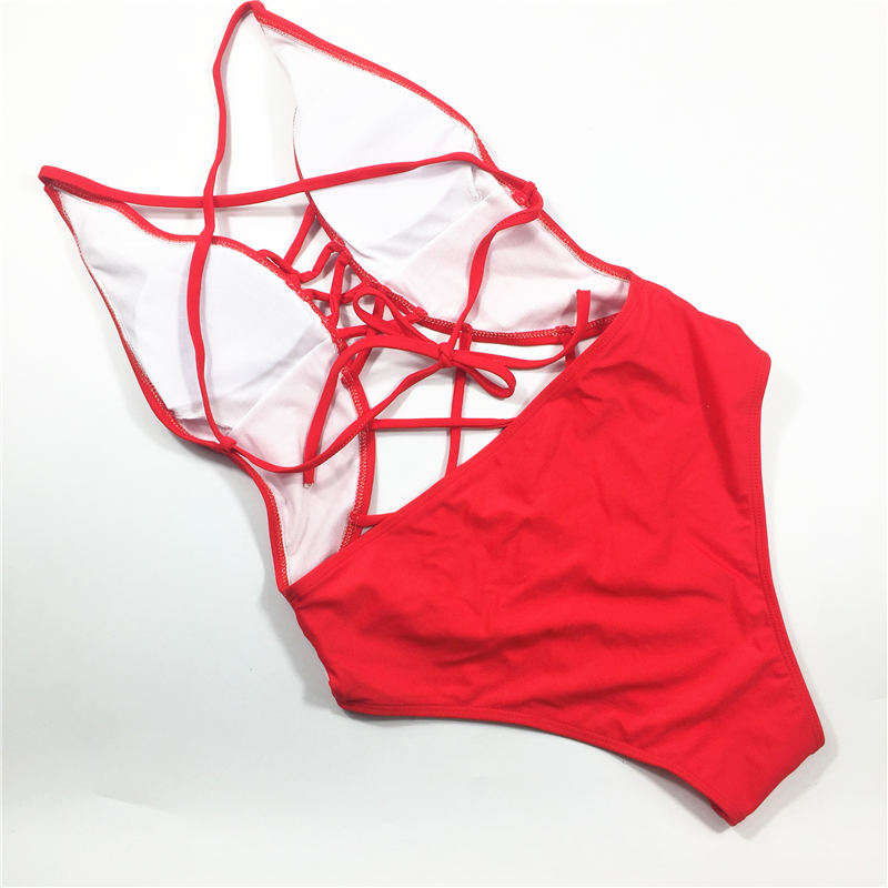 Hot Sale Fashion Sexy Red Halved belt young girl one-piece swimwear
