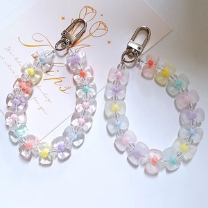 Trendy DIY High Quality Acrylic Flower Beaded Phone Lanyards Wrist Strap Phone Charms Keychain for Women Girls Gift