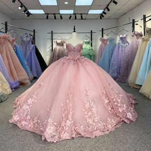 Vestido de Quinceañera Rosa con Escote Corazón Dy5957, Vestidos de 15 Años con Perlas, Vestidos de Gala para Instagram, Jancember - Product Image 6