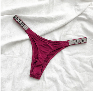 Perizoma da donna con strass a forma di lettera <span class=keywords><strong>LOVE</strong></span>, a vita bassa, senza cuciture, sexy, per palestra, lingerie - Product Image 5
