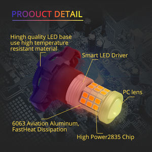 जी-व्यू कस्टमाइज्ड कार pw24w के नेतृत्व में एम्बर बल्ब टर्न सिग्नल प्रकाश दिन चलने वाली रोशनी 2835 36smd ड्राल लैंप एम्बर पीला - Product Image 6