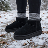 Bottines à plateforme pour femmes, bottes de neige, semelle EVA, dessus en daim synthétique, doublure en fausse fourrure, semelle intérieure respirante, chaudes pour l'hiver, vente en gros OEM/ODM