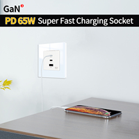 Prise en verre d'alimentation USB à charge super rapide Touchmi 65W avec prise USB murale de type A + type C