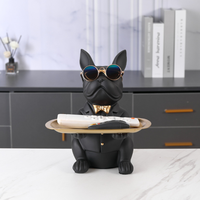Ornement en résine de bouledogue français style anime, boîte de rangement de bureau faite à la main, design religieux de fée pyramide, bijoux, décoration intérieure, musique