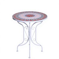Ensemble de table ronde en mosaïque et 2 chaises de style bohème vintage en métal pour balcon, patio, jardin