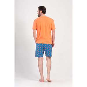 ชุดกางเกงขาสั้นคอกลมแขนสั้นพิมพ์ลายวินเทจสำหรับผู้ชายพร้อมกระเป๋าระบายอากาศสำหรับฤดูร้อน - Product Image 1