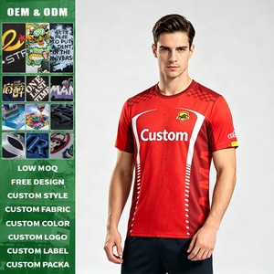 เสื้อยืดผู้ชายพิมพ์ลายตามสั่ง คุณภาพสูง ดีไซน์เฉพาะตัว สไตล์แบรนด์ พิมพ์ลายแบบซับลิเมชั่น คอกลม แห้งเร็ว เหมาะสำหรับออกกำลังกายและแข่งขัน - Product Image 1