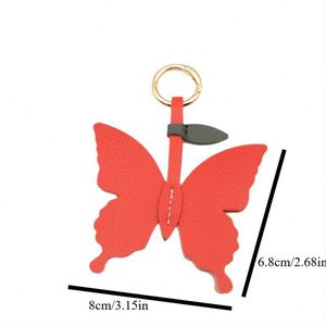 High-Quality Butterfly Car Keychain Pendant Creative PU Leather Bag <b>Charm</b> New Handbag Pendant <b>Keyring</b> Accessory - Product Image 3